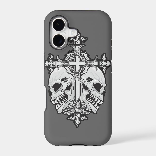 Gothic Cross with Skulls Iphone Case (Back)