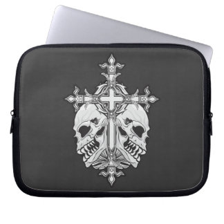 Gothic Cross with Skulls Laptop Sleeve