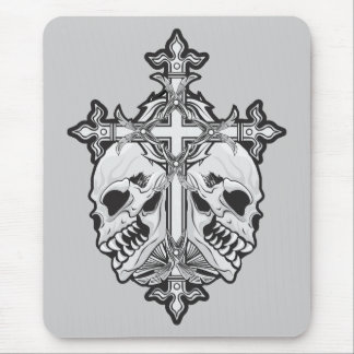 Gothic Cross with Skulls Mouse Pad
