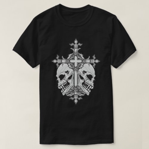Gothic Cross with Skulls T_Shirt