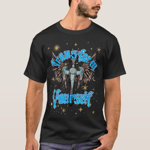 Gothic Cross With Wings Transform Your Soul _ Cosm T_Shirt