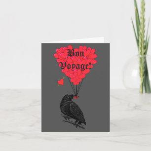 Gothic crow and heart Bon Voyage Card