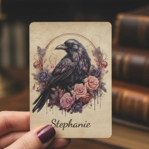 Gothic Crow Botanical Witchy Nature Gift Poker Cards