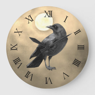 Gothic Crow Clock