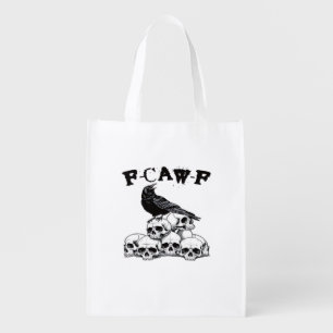 Gothic Crow F Caw F Raven Skull Halloween Graphic Grocery Bag
