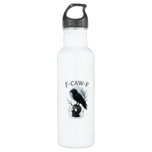 Gothic Crow F Caw F Raven Skull Halloween Graphic  Stainless Steel Water Bottle