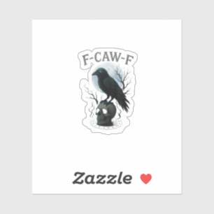 Gothic Crow F Caw F Raven Skull Halloween Graphic Sticker