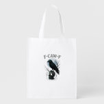 Gothic Crow F-Caw-F Raven Skull Moon Halloween Grocery Bag