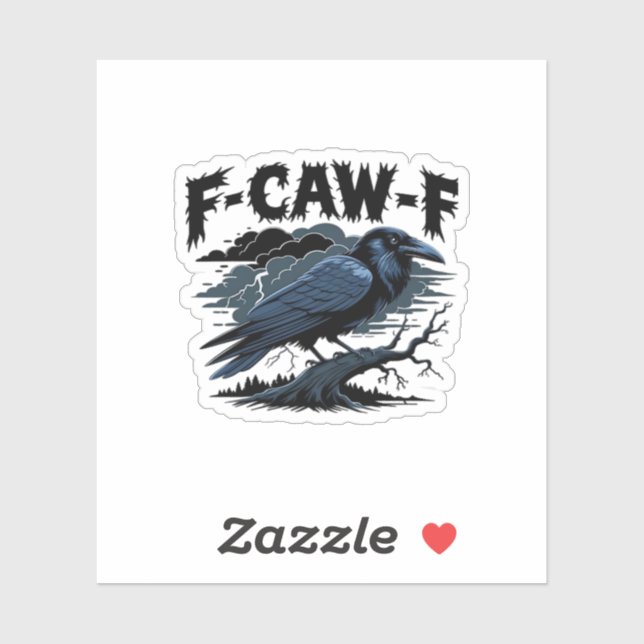 Gothic Crow Funny Humor F-Caw-F Essential Minimal  Sticker (Sheet)