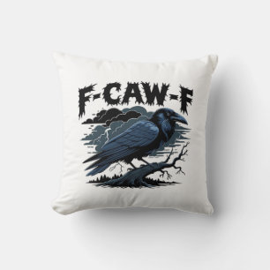 Gothic Crow Funny Humor F-Caw-F Essential Minimal Throw Pillow