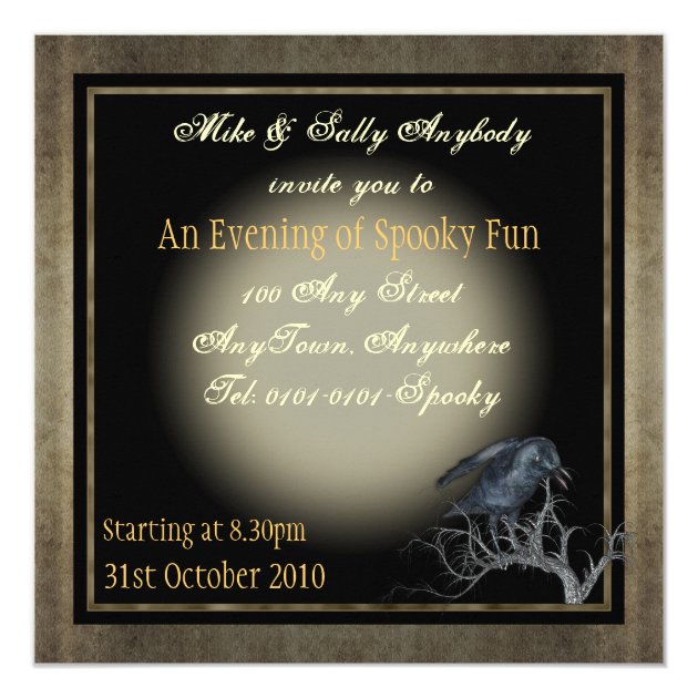 Gothic Crow Halloween Party Invites