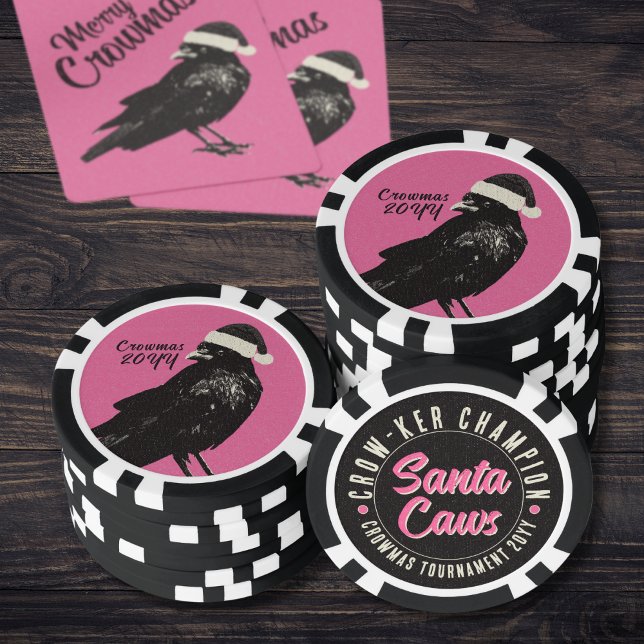 Gothic Crow Merry Crowmas Crow-ker Championship Poker Chips (No matter if you call it poker or crow-ker, these unique chips will make your table stand out!)