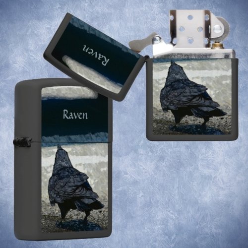 Gothic Crow of Gray and Black Customizable Zippo Lighter