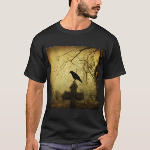 Gothic Crow On A Cross T_Shirt