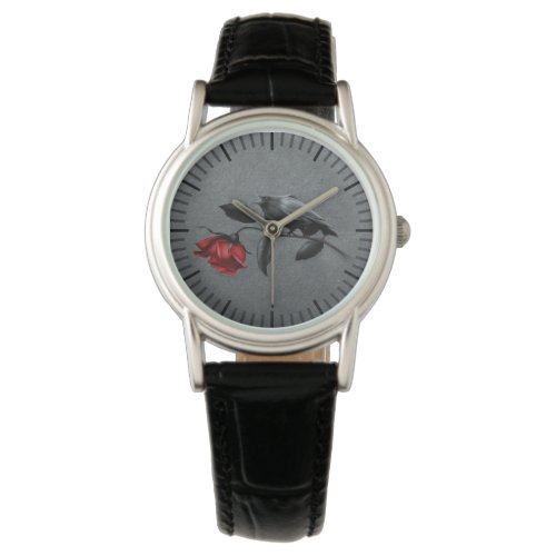Gothic Crow on Rose Classic Watch