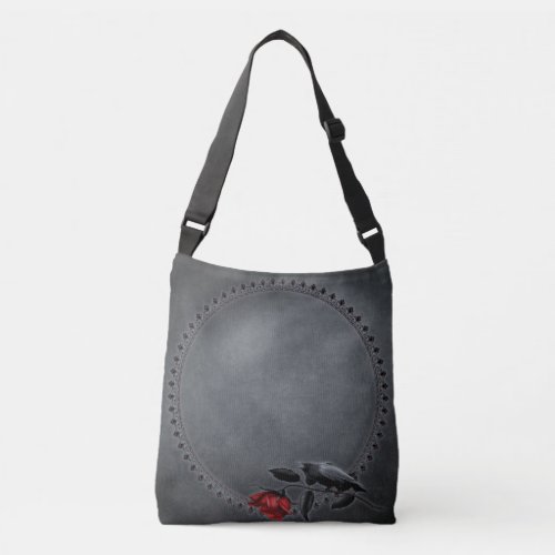 Gothic Crow on Rose Cross Body Bag