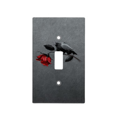 Gothic Crow on Rose Light Switch Cover