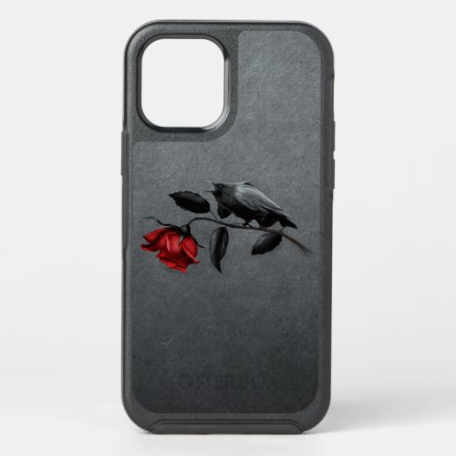 Gothic Crow on Rose OtterBox Symmetry iPhone 12 Case