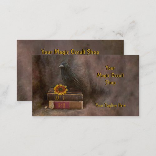 Gothic Crow Vintage Old Magic Occult Books Business Card