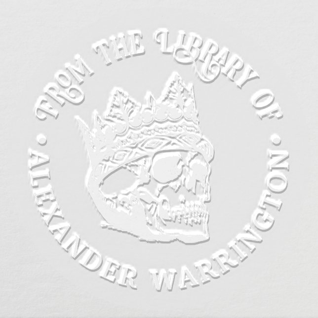 Gothic Crowned Human Skull Library Book Name Embosser (Design)