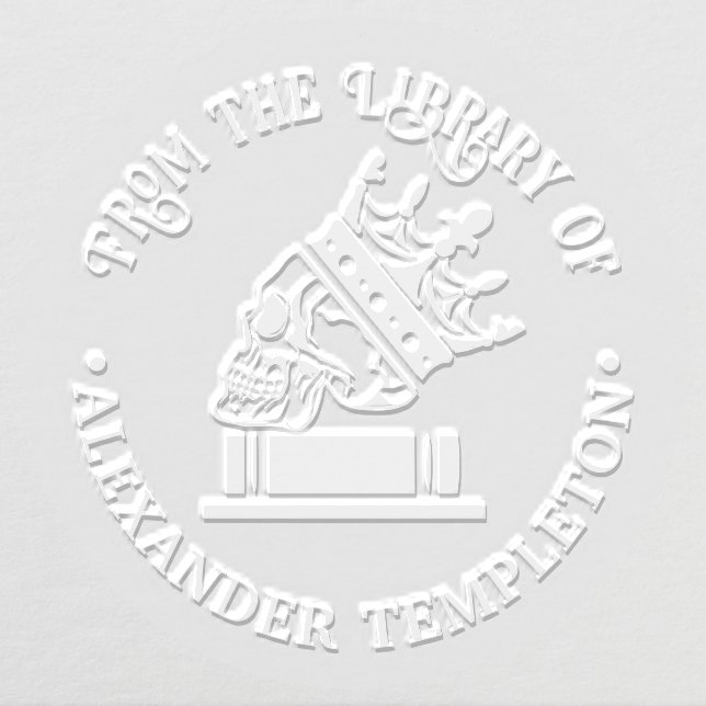Gothic Crowned Skull on Book Library Name Embosser (Design)