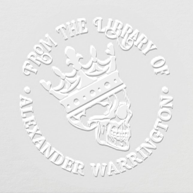 Gothic Crowned Skull Side View Library Book Name Embosser (Design)