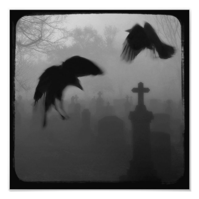 Gothic Crows Dance In The Darkness Photo Print (Front)