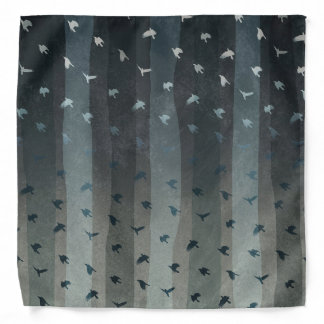 Gothic Crows Flying Ombre Stripes Green Khaki Bandana
