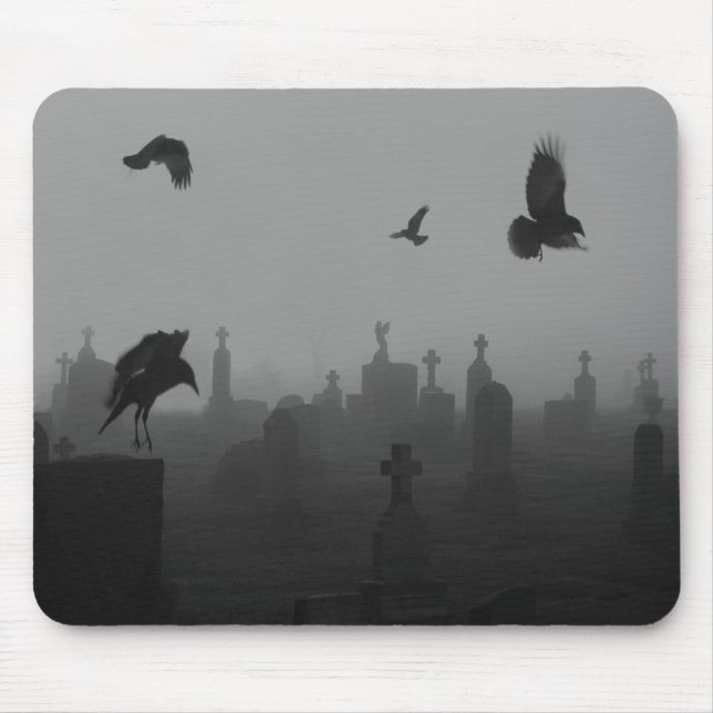 Gothic Crows In Monochrome Mouse Pad (Front)