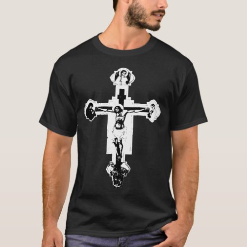 Gothic Crucifix in BW T_Shirt