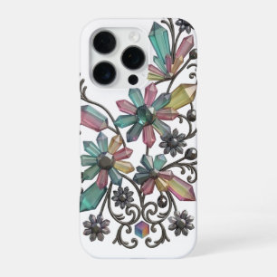 Gothic Crystal Flower Clipart - Colorful Quartz Fi iPhone 16 Pro Case
