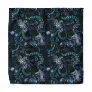 Gothic Cthulhu Turquoise Tentacle Monogram Bandana