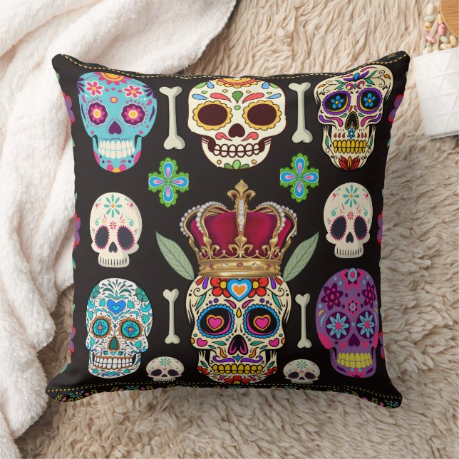 Gothic Cushion - Skulls and Bones  (Blanket)