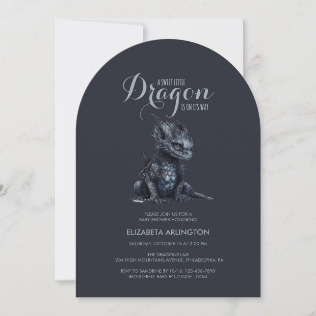 Gothic Cute Dragon Baby Shower Invitation (Front)