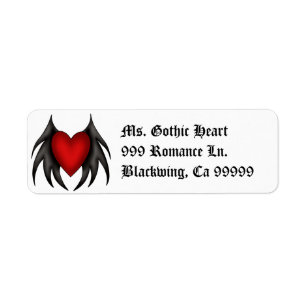Gothic cute red winged heart address labels
