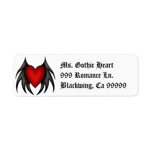 Gothic cute red winged heart address labels