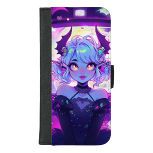 Gothic Cyberpunk Demon Fantasy Anime Girl iPhone 8/7 Plus Wallet Case