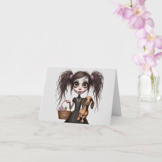 Gothic Dachshund Easter Card (Orchid)