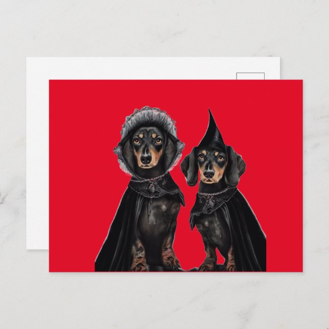 Gothic Dachshund Halloween  Postcard (Front/Back)