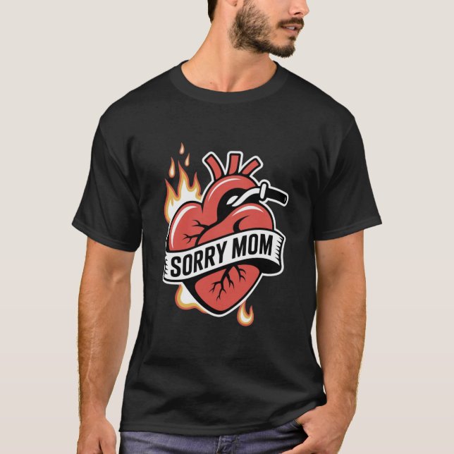 Gothic Dagger & Rose Graphic Detailed Blackwork  T-Shirt (Front)