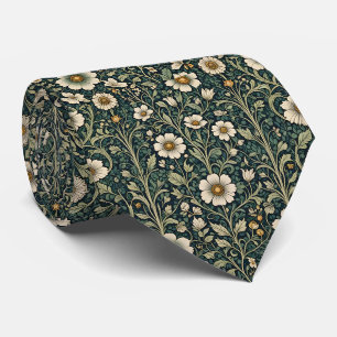 Gothic Daisies Vintage Romantic Floral Design Neck Tie