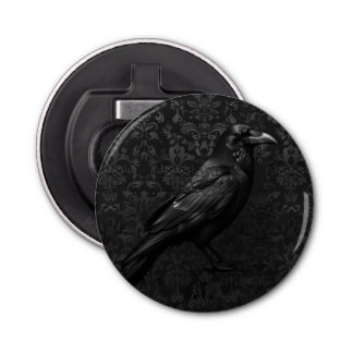Gothic Damask and Raven Bottle Opener