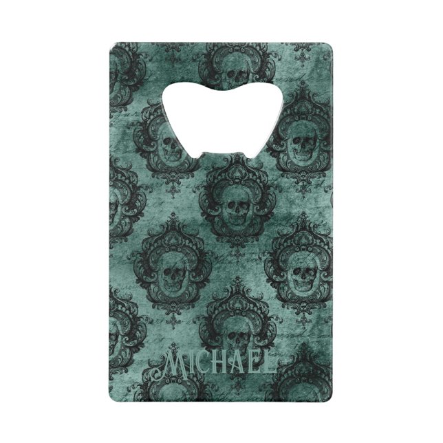 Gothic Damask Credit Card Bottle Opener (Front)