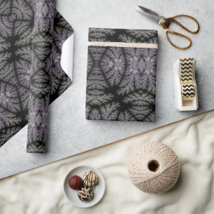 Gothic Damask Lavender Sage Fern Pattern Craft Wrapping Paper