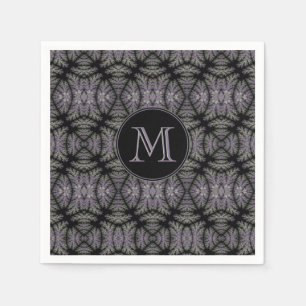 Gothic Damask Lavender Sage Fern Pattern Monogram Napkins