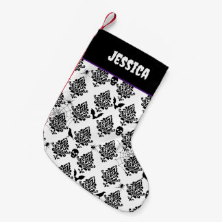 Gothic Damask Pattern Spiders Skulls Bats Small Christmas Stocking
