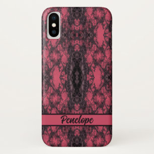 Gothic Damask Pink Lace Pattern Craft iPhone X Case