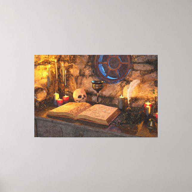 Gothic Dark Academia Candlelit Study Art Canvas Print (Front)