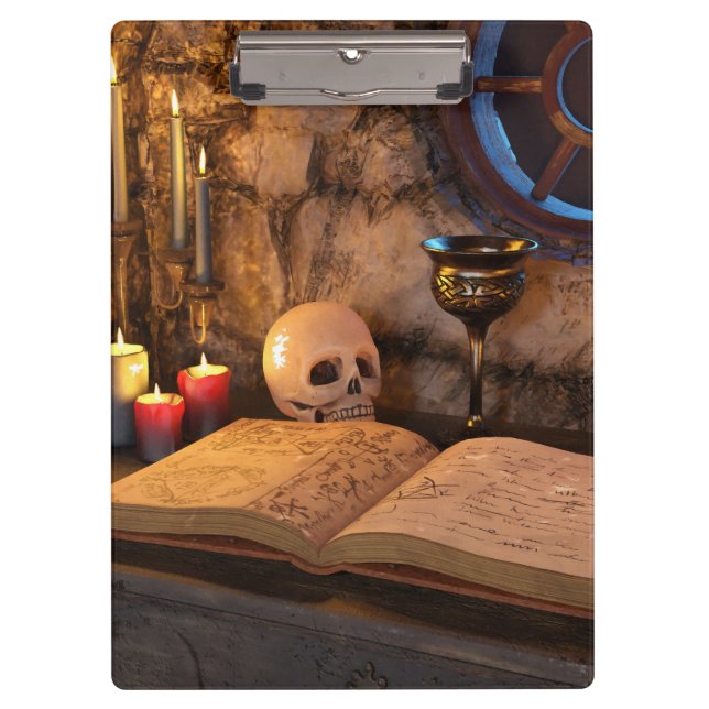 Gothic Dark Academia Candlelit Study Art Clipboard (Front)