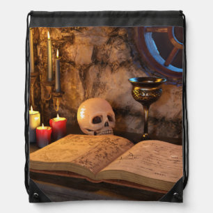 Gothic Dark Academia Candlelit Study Art Drawstring Bag